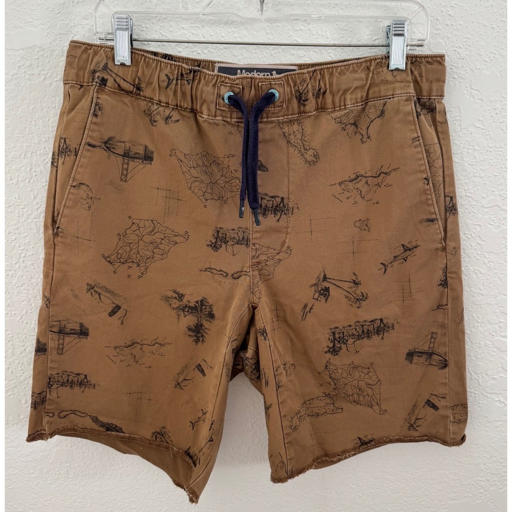 Modern Amusement Mens Shorts Size Small Tan Khaki Pull On Canvas Drawstring